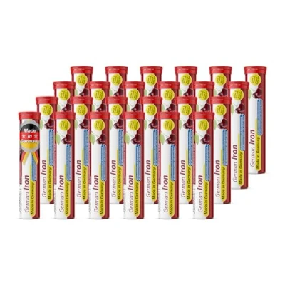 Afbeelding van Bruistabletten met ijzer 24x20 = 480 stuks Kersensmaak 14 mg suikervrij T&amp;D Pharma German Iron Made in Germany