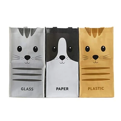 Afbeelding van Afval Recycletassen Met Kat (set Van 3)