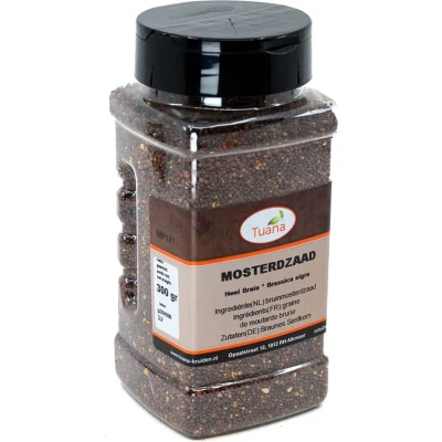 Afbeelding van Tuana Kruiden Mosterdzaad Bruin Strooibus 300 Gram Zonder Zout MP0182