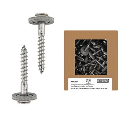 Afbeelding van HELPMATE Spenglerschroeven 4,5 x 25 mm, 50 stuks, DIN 7995, roestvrij staal A2, PZ2, dakdekkerschroeven, lenskop, met plaat en EPDM Di, zilver, mm