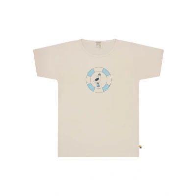 Afbeelding van loud + proud T shirt opdruk, van biologisch katoen, GOTS gecertificeerd, vanille, 146 152