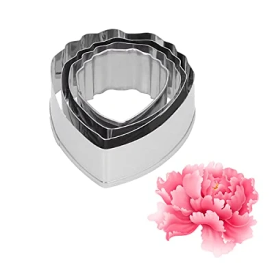Afbeelding van 4 Stks Gebak Cutter Set Rvs Cookie Pioen Vormige Mal Voor Het Maken Cake Koekjes En Fondant
