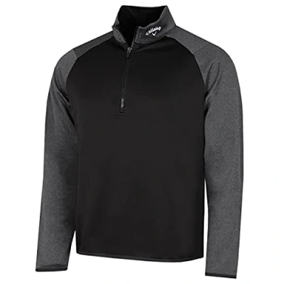 Afbeelding van Callaway Golf Heren 1/4 rits wafel tweekleurige sport trui Kaviaar M