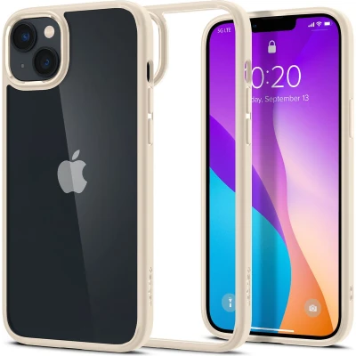 Afbeelding van Apple iPhone 14 Hoesje Kunststof Spigen Hardcase/Backcover Beige Telefoonhoesje Shockproof/Valbescherming