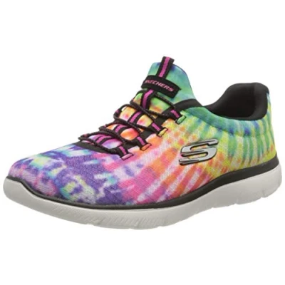 Afbeelding van Skechers Summits dames Sneaker,Black &amp; Multi Mesh / White Trim,38 EU