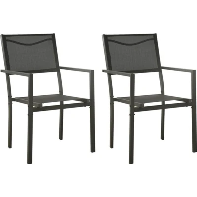 Afbeelding van vidaXL Tuinstoelen 2 st textileen en staal zwart antracietkleurig