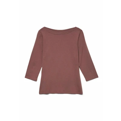 Afbeelding van VERO MODA VMPANDA Stretch T shirt voor dames, 3/4 mouw, basic, boothals, top, regular fit, lange mouwen, rosébruin., L