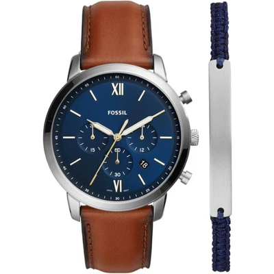 Afbeelding van Fossil heren Neutra Chrono Horloge set 2 delig FS5708SET in de kleur Zilver