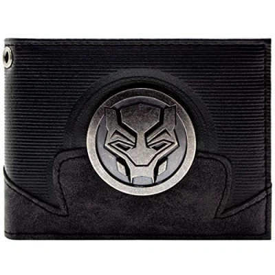 Afbeelding van Black Panther Reliëf Pak Metalen Panter Embleem Portemonnee/Beurs Bi Fold ID &amp; Kaarthouder, Zwart