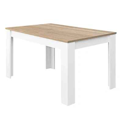 Afbeelding van Habitdesign 0F4586 eettafel, uittrekbaar van 140 tot 190 cm, salontafel, kleur: artik en Canadese eiken, afmetingen: 90 x 78 cm