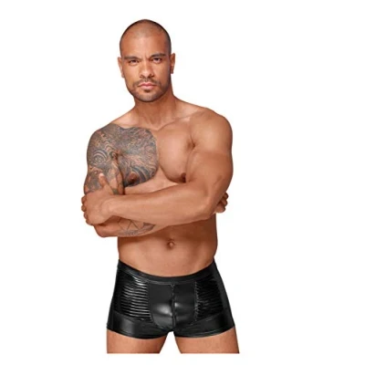 Afbeelding van Noir Handmade Decadence Wetlook shorts with PVC pleats Black