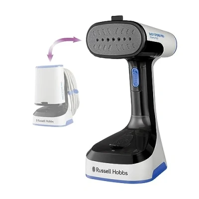 Afbeelding van Russell Hobbs Kledingstomer [Opvouwbaar, Ruimte Besparend Opbergsysteem] Steam Genie Easy Store (1500 Watt, Snelle Opwarming, incl. Opzetstuk Voor Stoffen, 3 m Snoer) Handstomer Steamer 26740 56