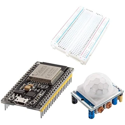 Afbeelding van AZDelivery Starter Kit ESP32 Dev C NodeMCU HC SR501 PIR bewegingsmelder project met mini breadboard compatibel Arduino inclusief E Book!