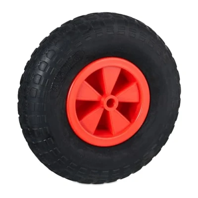 Afbeelding van Relaxdays kruiwagenwiel 3.50 6, massief rubber, kunststof velg, reservewiel, lekvrije band, tot 100 kg, zwart/rood