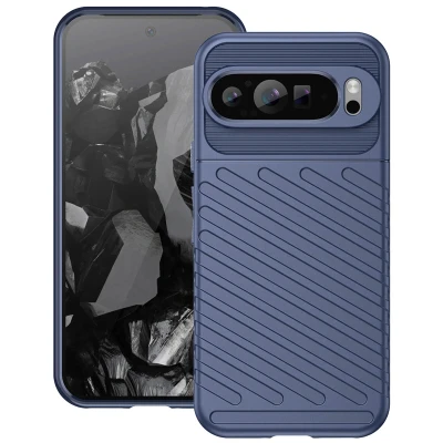 Afbeelding van Google Pixel 9 Pro Hoesje Siliconen en TPU (zacht) iMoshion Softcase/Backcover Donkerblauw Telefoonhoesje Shockproof/Valbescherming