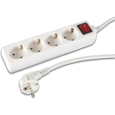 Afbeelding van Contactdoos met 4 stopcontacten en schakelaar 3 m kabel randaarde Velleman