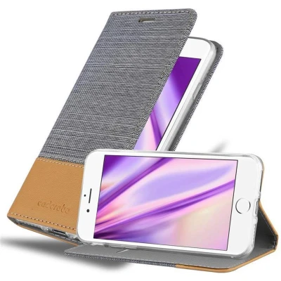 Afbeelding van Cadorabo Hoesje geschikt voor Apple iPhone 6 PLUS / 6S in LICHTGRIJS BRUIN Beschermhoes met magnetische sluiting, standfunctie en kaartvakje Book Case Cover Etui