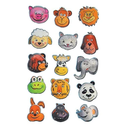 Afbeelding van AVERY Zweckform 53157 kinderstickers, dierenkoppen (3D effect), 15 stickers