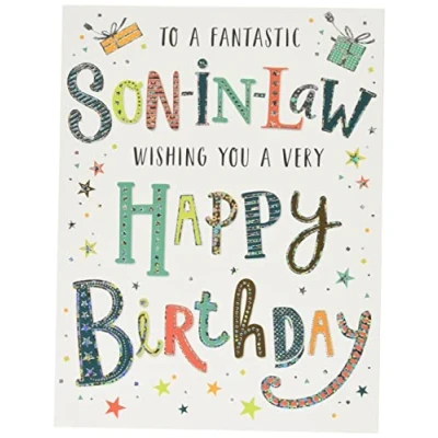 Afbeelding van Piccadilly Greetings Moderne verjaardagskaart schoonzoon 8 x 6 inch Regal Publishing, lichtgrijs
