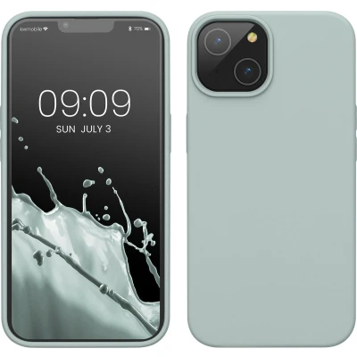 Afbeelding van kwmobile telefoonhoesje geschikt voor Apple iPhone 14 Hoesje met siliconen coating Smartphone case in cool mint