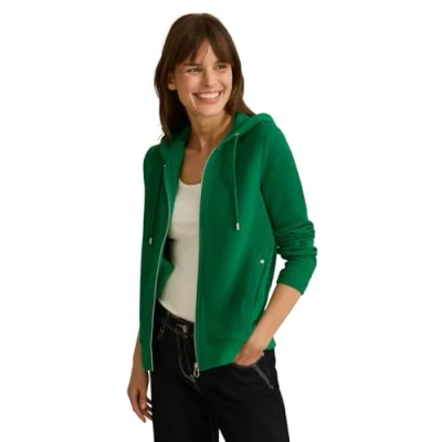 Afbeelding van Cecil Kapuzen Sweater met rits, Dames, Maat: Large, Grün