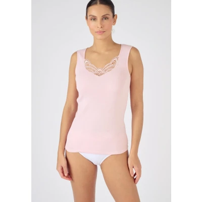 Afbeelding van Damart Tanktop fijn geribde guipure kant Thermolactyl Dames Roze 54 56 (XXL)