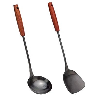 Afbeelding van Spatel &amp; Ladle Wok Tool Set, 14 15&quot;, 304 roestvrij staal