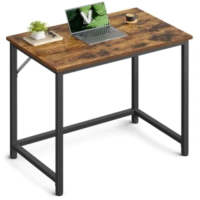 Afbeelding van VASAGLE bureau, klein computerbureau, bureau voor werkkamer, slaapkamer, 50 x 80 76 cm, industrieel ontwerp, metalen frame, vintage bruin zwart LWD038B01