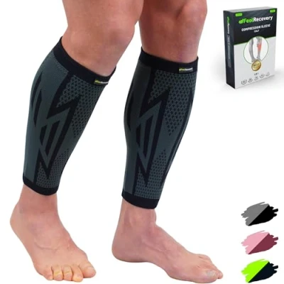 Afbeelding van 2 Kuitbandage voor Damen &amp; Heren Sport Compressie Kuit Sleeves Vermoeide Onderbenen, Achillespees, Blessures Krampen Sokken Hardlopen Ademend Anti slip (Zwart, L)
