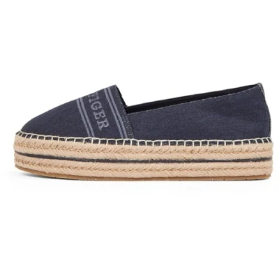 Afbeelding van TOMMY HILFIGER Dames DENIM PLATFORM ESPADRILLE, Blauw (Space Blue), 6.5 UK, Ruimte Blauw, 40 EU