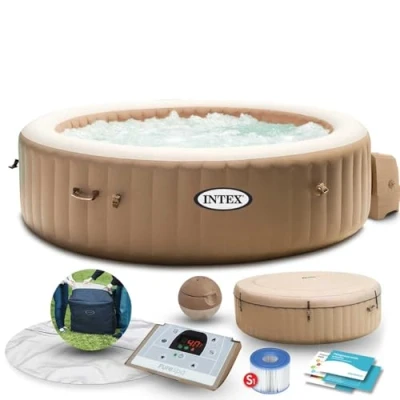 Afbeelding van Intex PureSpa Bubble Massage Ø 216x71 cm Voor 6 Personen 140 Jets Opblaasbaar PVC 20 40C 51,6 kg 1098 liter Met Afdek en Grondzeil