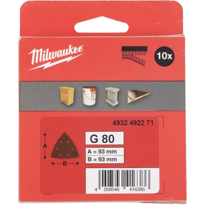 Afbeelding van Milwaukee Accessoires Delta Schuurpapier 93x93/6 HL G80 10 stuks 4932492271