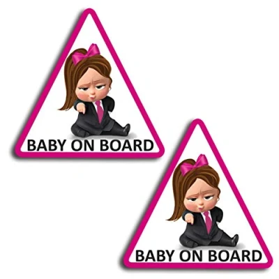 Afbeelding van Biomar Labs® 2 stuks vinyl baby boss on board kind veiligheid stickers auto motorfiets fiets helm venster tuning B 166