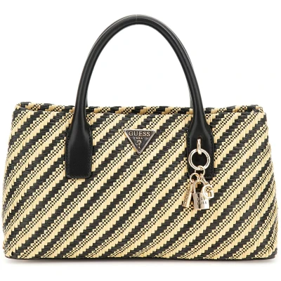 Afbeelding van Guess Simona Small Satchel Handtas, Dames, Maat: One Size, Natural/black