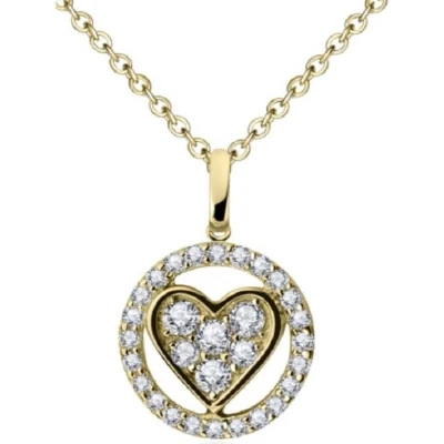Afbeelding van Schitterende 14 Karaat Gouden Halsketting met K Hanger Hart en Zirkonia&#039;s 9 mm.