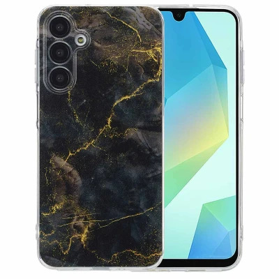 Afbeelding van Samsung Galaxy A16 (5G) Hoesje Siliconen en TPU (zacht) imoshion Softcase/Backcover Black Marble Telefoonhoesje