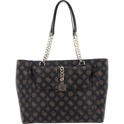 Afbeelding van GUESS Schoudertas Tiberia Tote Mocha Logo Donkerbruin
