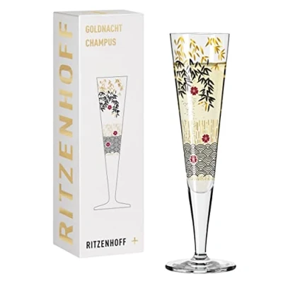 Afbeelding van RITZENHOFF 1071019 champagneglas 200 ml, serie Goldnacht nr. 19, elegant designstuk met echt goud, Made in Germany