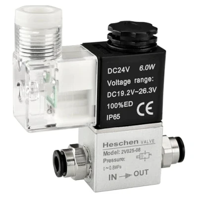 Afbeelding van Heschen Elektrische Pneumatische Solenoïdeklep 2V025 08 24VDC PT1/4 2/2 Manier normaal Gesloten Ce IP65