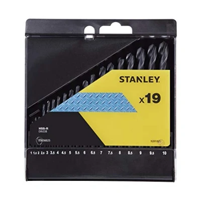 Afbeelding van Stanley STA56025 cassette met 19 boren HSS R, voor staal en materialen zonder ijzer (1, 1.5,2,2,5, 3, 3.5, 4, 4.5, 5, 6, 6.5, 7, 7.5, 8, 8.5, 9, 9.5, 10 mm), zwart