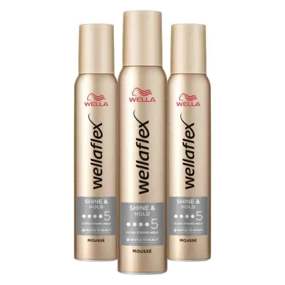 Afbeelding van 3x Wella Flex Mousse Shine&amp;Hold 200 ml