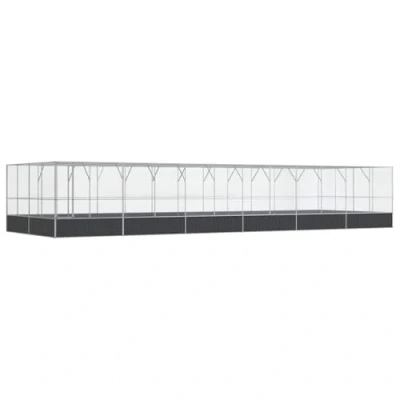 Afbeelding van vidaXL Volière met verlengstuk 1246x414x212 m staal zilverkleurig, vogelvolière, papegaaienkooi, grote parkietenkooi, vogelkooi