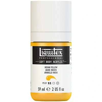 Afbeelding van Liquitex 1959324 Professionele acrylverf voor zachte huid kunstenaarsverf in romige ondoorzichtige consistentie, hoge pigmentatie, lichtecht en verouderingsbestendig, fles van 59 ml Indiaas geel