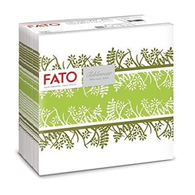 Afbeelding van Fato Droge papieren servetten, Airlaid, stoffen effect, verpakking met 50 grootte 40x40 gevouwen in 4, pistache tuin design