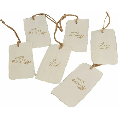 Afbeelding van LOBERON Hanger set van 6 Aamira wit/goudkleurig