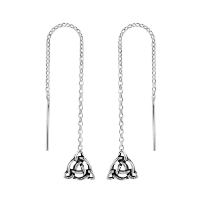 Afbeelding van Zilveren oorbellen chain oorbellen, triquetra
