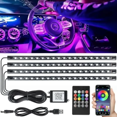 Afbeelding van RWSRW Led binnenverlichting voor de auto, 72 leds, sfeerverlichting, 12 V, waterdicht, app besturing en afstandsbediening