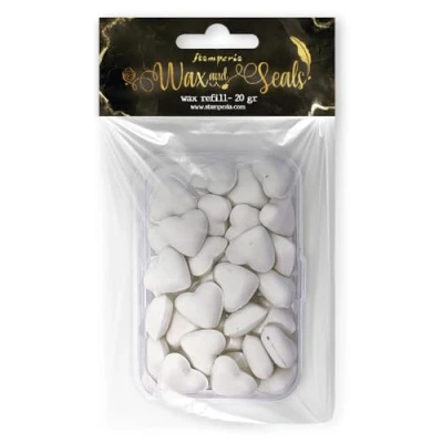 Afbeelding van Stamperia Heart Shape Pearl White Wax And Seals (Wax Refill 20gr) (WAXC13)