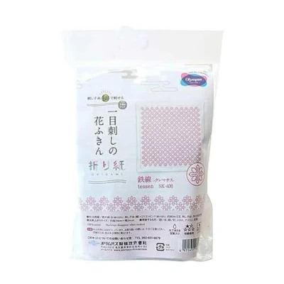 Afbeelding van Olympus Thread Hitomezashi Sashiko borduurpakket Hana Fukin Clematis stof bedrukt