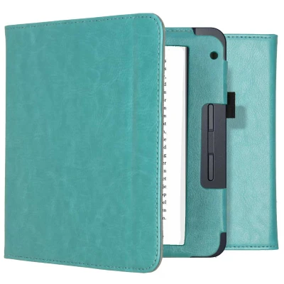 Afbeelding van Kobo Libra 2 Hoes: iMoshion Vegan Leather Bookcase Lichtblauw Kunstleder E Reader Hoezen